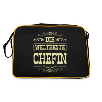 Weltbeste Chefin - Retro Tasche - Schwarz/Gold - Hinten