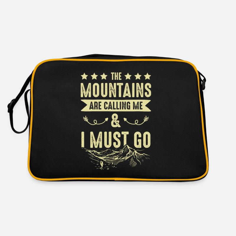 Mountains are Calling - Retro Tasche - Schwarz/Gold
