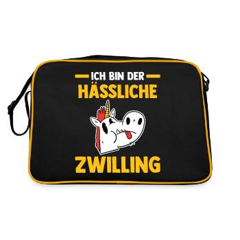 Zwillingsgeschwister Zwilling Zwillinge - Retro Tasche - Schwarz/Gold - Hinten