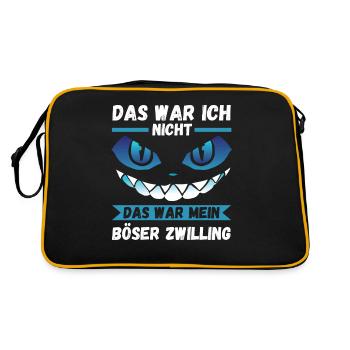 Zwillingsgeschwister Zwilling Zwillinge - Retro Tasche - Schwarz/Gold - Hinten
