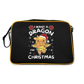 Je veux un dragon pour Noël dragons mignons - Sac Retro - noir/or - Dos