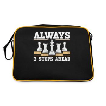 Always 3 Steps Ahead lustiges Schach - Retro Tasche - Schwarz/Gold - Hinten
