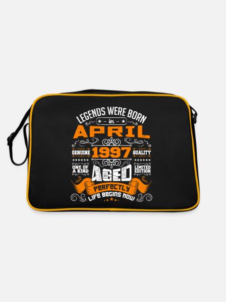 Legends wurden im April 1997 geboren | Weinlese - Retro Tasche - Schwarz/Gold - Hinten