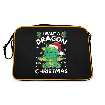 Je veux un dragon pour Noël dragons mignons - Sac Retro - noir/or - Dos