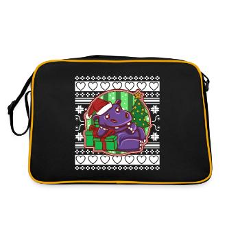 Ugly Christmas Sweater Weihnachten Nilpferd - Retro Tasche - Schwarz/Gold - Hinten
