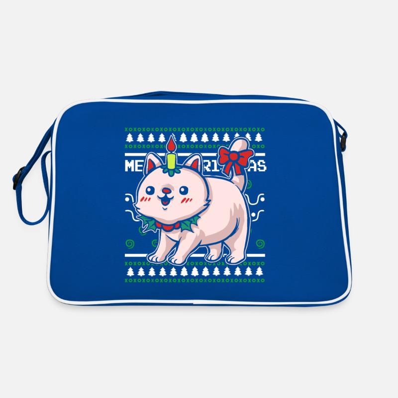 Pull de Noël moche Chat de Noël Sac Retro