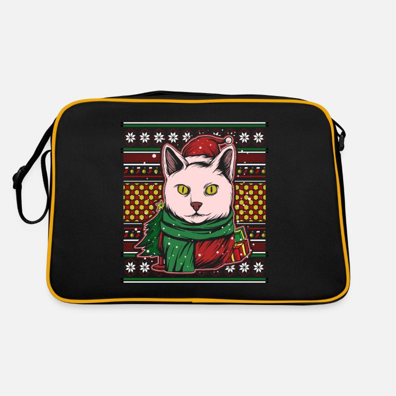 Pull de Noël moche Chat de Noël Sac Retro