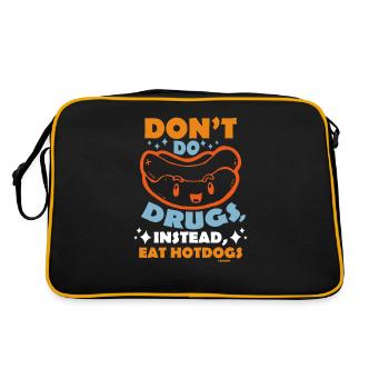 funny hot dog instead of drugs - Retro Bag - black/gold - Back
