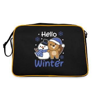 Biber Hello Winter schneemann schnee - Retro Tasche - Schwarz/Gold - Hinten