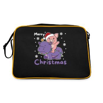 Noël Hippopotame Cochon Joyeux Noël Hippopotame - Sac Retro - noir/or - Dos