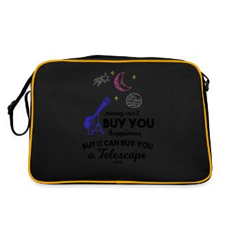 Sternschnuppe Mond Planet Teleskop Spruch - Retro Tasche - Schwarz/Gold - Hinten