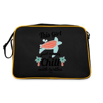 chilling with turtles in the sea - Retro Bag - black/gold - Back