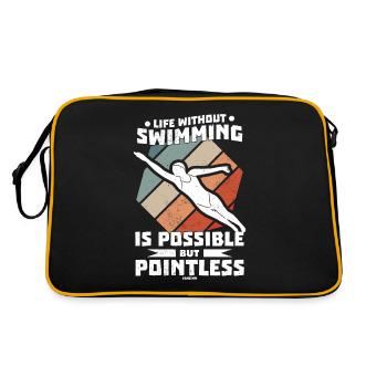 Schwimmen - Retro Tasche - Schwarz/Gold - Hinten