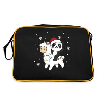 Panda Lama Alpaca Christmas Winter Animals - Retro Bag - black/gold - Back