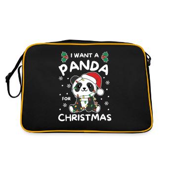 Je veux un panda pour Noël pandas mignons - Sac Retro - noir/or - Dos
