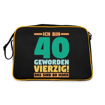 Vierzig Vierzigster 40 Jahre Geburtstag - Retro Tasche - Schwarz/Gold - Hinten