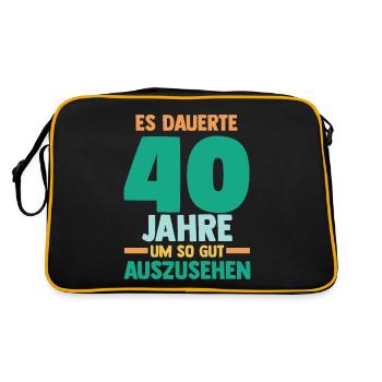 Vierzig Vierzigster 40 Jahre Geburtstag - Retro Tasche - Schwarz/Gold - Hinten