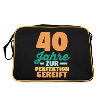 Vierzig Vierzigster 40 Jahre Geburtstag - Retro Tasche - Schwarz/Gold - Hinten