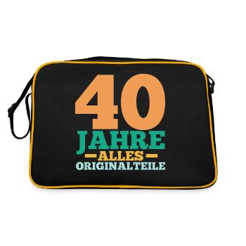 Vierzig 40 Jahre Vierzigster Geburtstag - Retro Tasche - Schwarz/Gold - Hinten