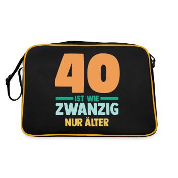 Vierzig 40 Jahre Vierzigster Geburtstag - Retro Tasche - Schwarz/Gold - Hinten