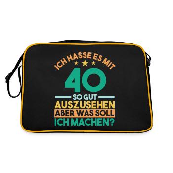 Vierzig Vierzigster 40 Jahre Geburtstag - Retro Tasche - Schwarz/Gold - Hinten