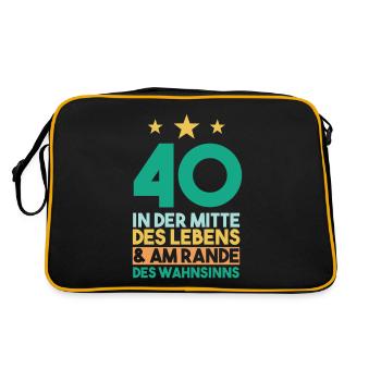 Vierzig Vierzigster 40 Jahre Geburtstag - Retro Tasche - Schwarz/Gold - Hinten