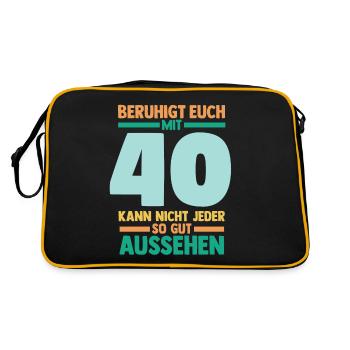 Vierzig 40 Jahre Vierzigster Geburtstag - Retro Tasche - Schwarz/Gold - Hinten