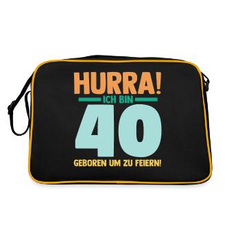 Vierzig 40 Jahre Vierzigster Geburtstag - Retro Tasche - Schwarz/Gold - Hinten