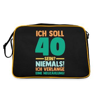 Vierzig 40 Jahre Vierzigster Geburtstag - Retro Tasche - Schwarz/Gold - Hinten