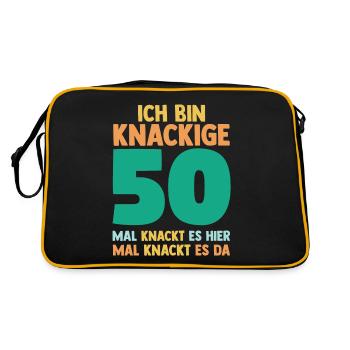 Fünfzig 50 Jahre Fünfzigster Geburtstag - Retro Tasche - Schwarz/Gold - Hinten