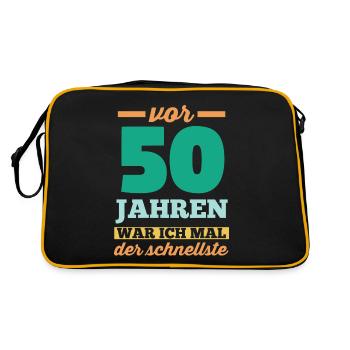 Fünfzig 50 Jahre Fünfzigster Geburtstag - Retro Tasche - Schwarz/Gold - Hinten
