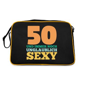 Fünfzig 50 Jahre Fünfzigster Geburtstag - Retro Tasche - Schwarz/Gold - Hinten