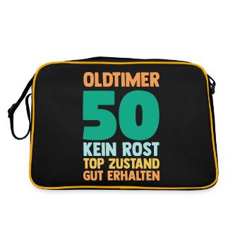 Fünfzig 50 Jahre Fünfzigster Geburtstag - Retro Tasche - Schwarz/Gold - Hinten