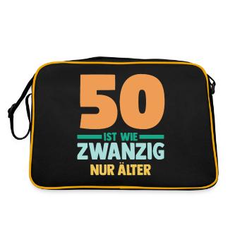 Fünfzig 50 Jahre Fünfzigster Geburtstag - Retro Tasche - Schwarz/Gold - Hinten