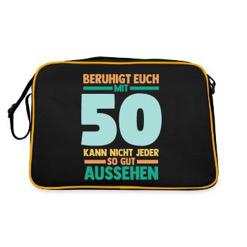 Fünfzig 50 Jahre Fünfzigster Geburtstag - Retro Tasche - Schwarz/Gold - Hinten