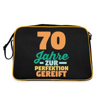Siebzig Siebzigster 70 Jahre Geburtstag - Retro Tasche - Schwarz/Gold - Hinten