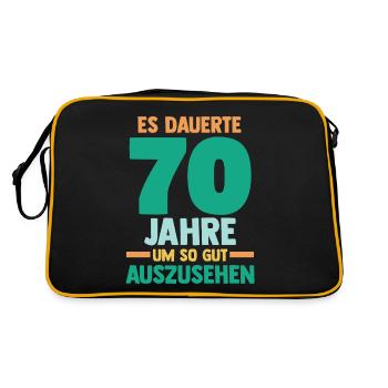 Siebzig Siebzigster 70 Jahre Geburtstag - Retro Tasche - Schwarz/Gold - Hinten