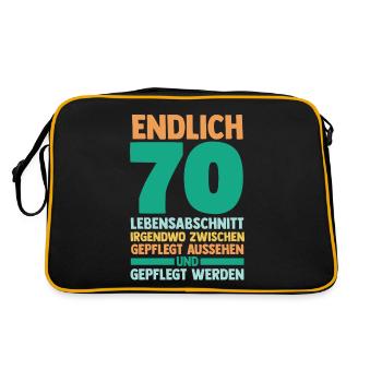 Siebzig Siebzigster 70 Jahre Geburtstag - Retro Tasche - Schwarz/Gold - Hinten