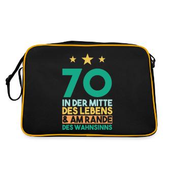 Siebzig Siebzigster 70 Jahre Geburtstag - Retro Tasche - Schwarz/Gold - Hinten