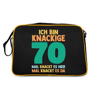 Siebzig 70 Jahre Siebzigster Geburtstag - Retro Tasche - Schwarz/Gold - Hinten