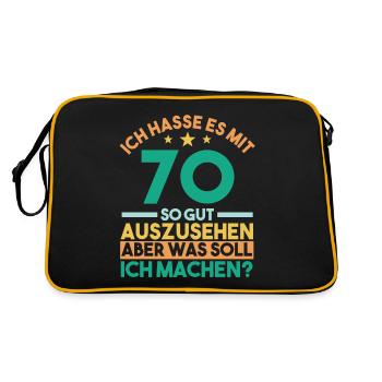 Siebzig Siebzigster 70 Jahre Geburtstag - Retro Tasche - Schwarz/Gold - Hinten