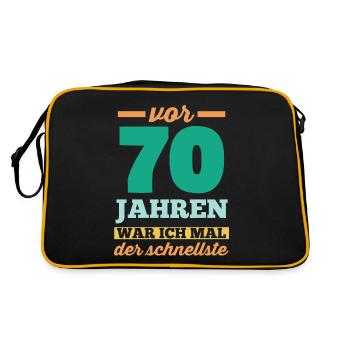 Siebzig 70 Jahre Siebzigster Geburtstag - Retro Tasche - Schwarz/Gold - Hinten