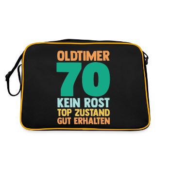 Siebzig 70 Jahre Siebzigster Geburtstag - Retro Tasche - Schwarz/Gold - Hinten