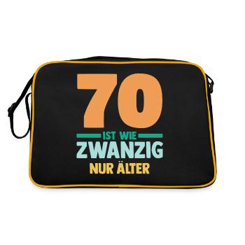 Siebzig 70 Jahre Siebzigster Geburtstag - Retro Tasche - Schwarz/Gold - Hinten