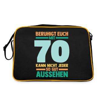 Siebzig 70 Jahre Siebzigster Geburtstag - Retro Tasche - Schwarz/Gold - Hinten