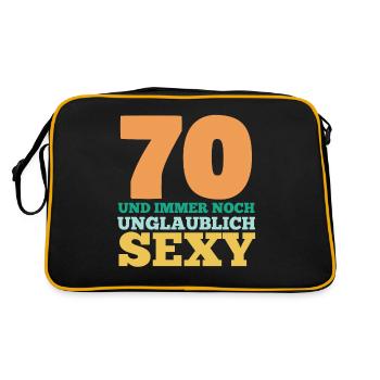 Siebzig 70 Jahre Siebzigster Geburtstag - Retro Tasche - Schwarz/Gold - Hinten