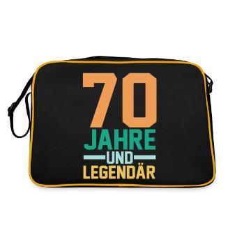 Siebzig 70 Jahre Siebzigster Geburtstag - Retro Tasche - Schwarz/Gold - Hinten