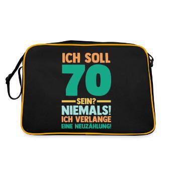 Siebzig 70 Jahre Siebzigster Geburtstag - Retro Tasche - Schwarz/Gold - Hinten