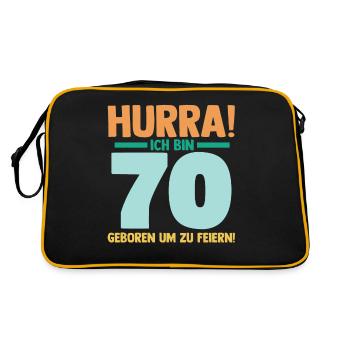 Siebzig 70 Jahre Siebzigster Geburtstag - Retro Tasche - Schwarz/Gold - Hinten