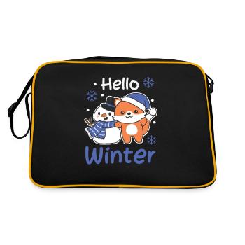 Fox Hello Winter snowman snow - Retro Bag - black/gold - Back